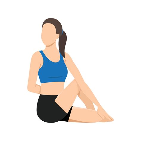 Woman doing Full Spinal Twist Pose, Seated Spinal Twist or Poorna ...