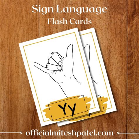 Fingerspelling Alphabet Y | Sign Language Flash Cards