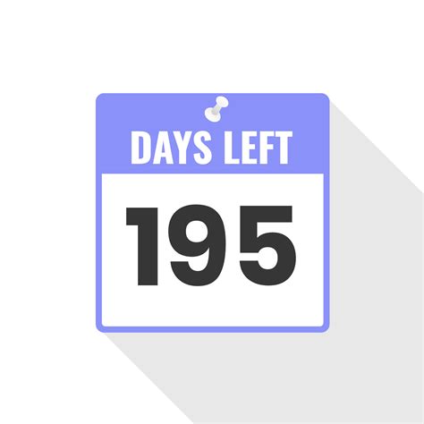 195 Days Left Countdown sales icon. 195 days left to go Promotional ...