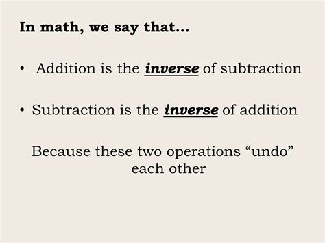 Inverse relationship between addition & subtraction | PPTX
