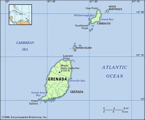 Grenada Map Caribbean Islands Map Of Caribbean Islands Grenada Stock