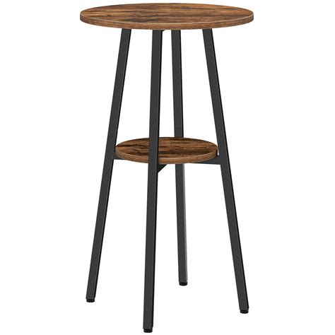 Amazon.com: HOOBRO Bar Table, Round Pub Table, 2-Tier Bistro Table with ...