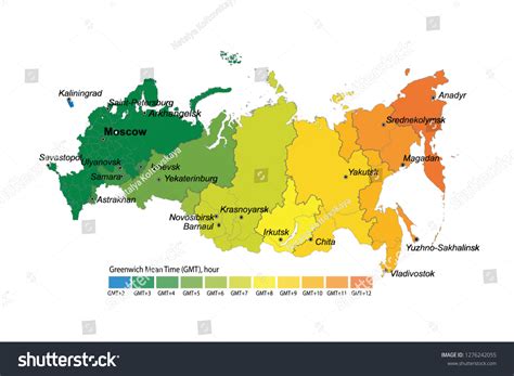 Map Time Zones By Russia Standart Stock Vector (Royalty Free) 1276242055 | Shutterstock