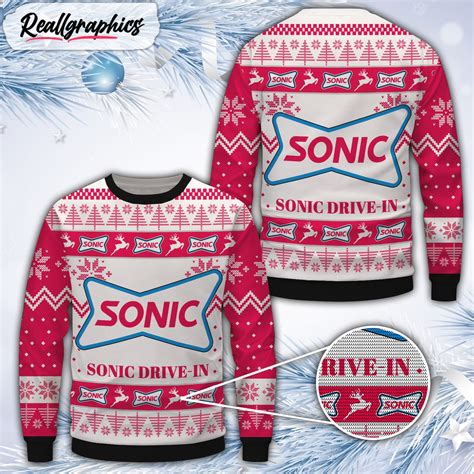 Sonic Drive-In White Merry Christmas Ugly Sweater - Reallgraphics