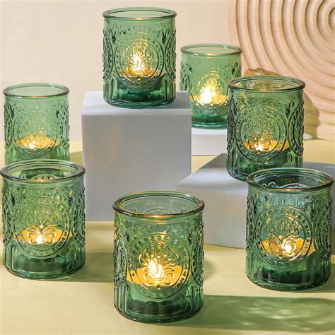 Amazon.com: DEVI 24pcs Green Votive Candle Holders for Wedding, Glass ...