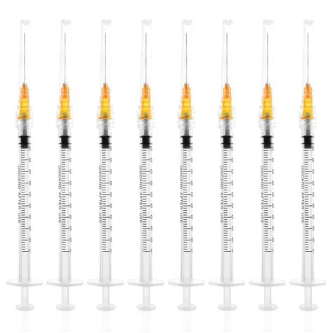 Amazon.com: 1cc/ml Luer Lock Syringe with 25G 1in Needle Dispensing ...