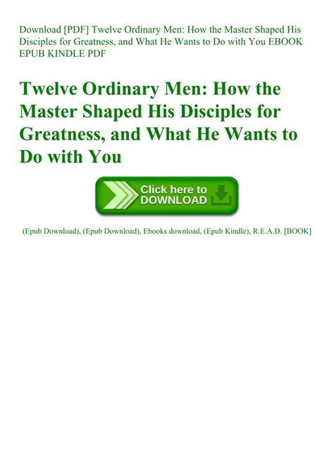 Download [PDF] Twelve Ordinary Men How the Master Shaped His Disciples ...