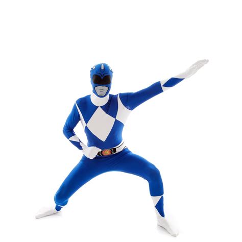 Buy Blue Power Ranger Costume Adult Bodysuit Superhero Halloween ...