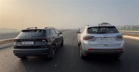 Battle of mid size SUVs – Skoda Kushaq Vs Jeep Compass Drag Race on ...