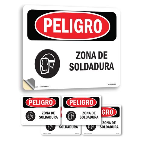 Welding Area Spanish OSHA Danger Vinyl Decal Label 18 Inch x 12 Inch ...