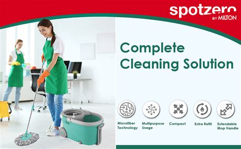 Spotzero By Milton Elegant Spin Mop with Big Wheels (Aqua Green, Two ...