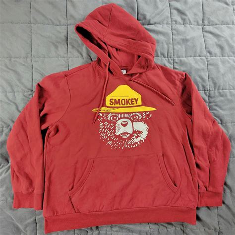 Sonoma Sonoma Smokey The Bear Mens XL Red Graphic Fleece Hoodie Lon ...