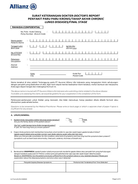 Fillable Online surat keterangan dokter-doctor's report penyakit paru ...