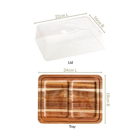 Acacia Bread Box With Transparent Cloche Online - Premium Platter ...