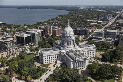 Aerial view of the Wisconsin State Capitol in Madison | Library of Congress - capital of wisconsin