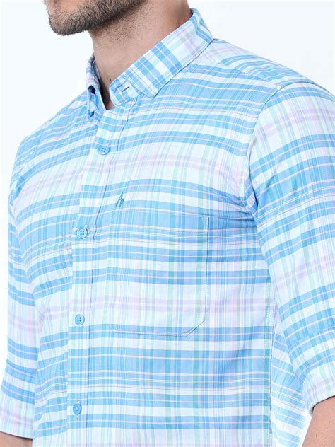 Neon Blue Classy Check Shirt | Neon Blue Shirt – Address Apparels