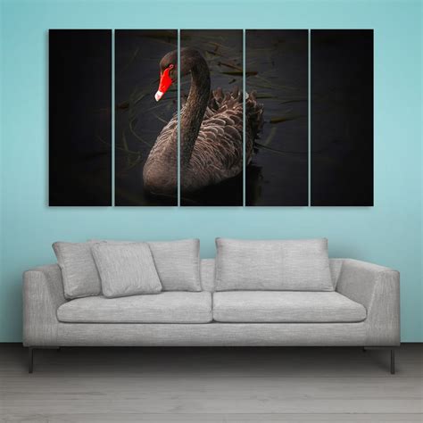 Inephos Multiple Frames Black Swan Wall Painting (150cm X 76cm ...