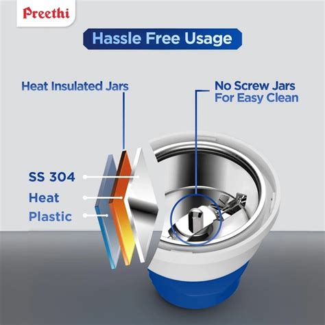 Preethi Blue Leaf Platinum MG 139 mixer grinder, 750 watt, White, 4 ...