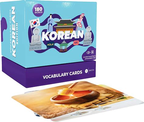 Buy Briston Korean Hangul Vocabulary Learning Flash Cards with Pictures ...
