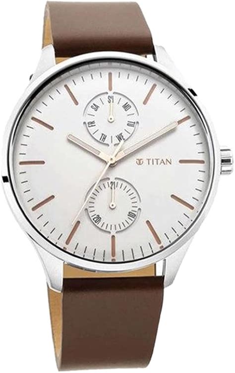 Titan Mens NEO Evoke White Dial Leather Analogue Watch - WTT1833SL02 ...