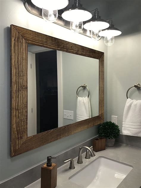 Buy Shiplap Rustic Wood Framed Mirror, 20 Stain Colors, Special Walnut ...
