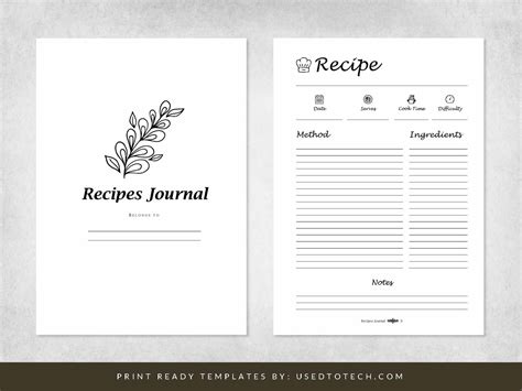 Free template for blank cookbook