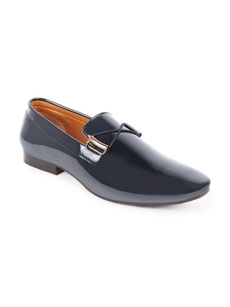 Buy Men Blue Leather Party Formal Comfort Prom Slip On Shoes