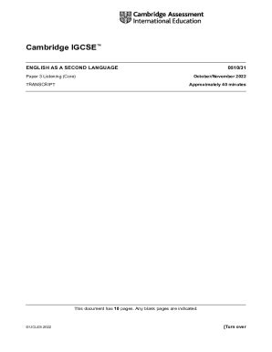 Fillable Online Cambridge IGCSE 0510 English as a Second Language paper ...