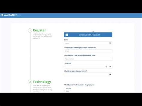 Image result for Validately Tester Sign Up