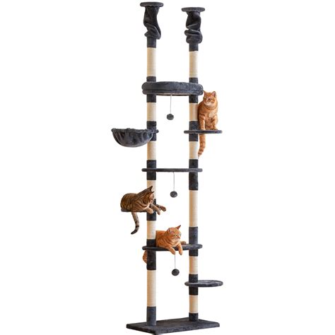 Furcato 92.1"-101.6" Adjustable Height Cat Tree, Floor to Ceiling Cat ...