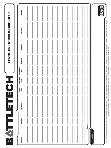 Image result for BattleTech Commando Worksheet
