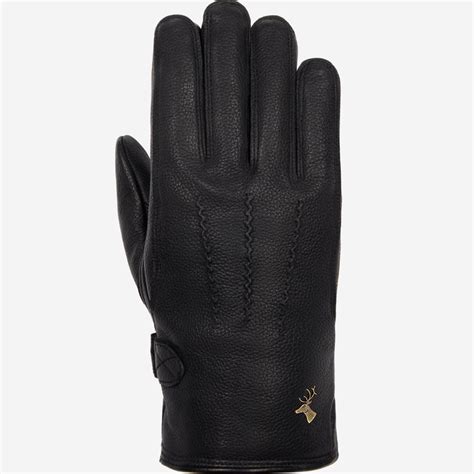 Rogan (black) - Robust men's deerskin gloves with warm PrimaLoft® lini ...