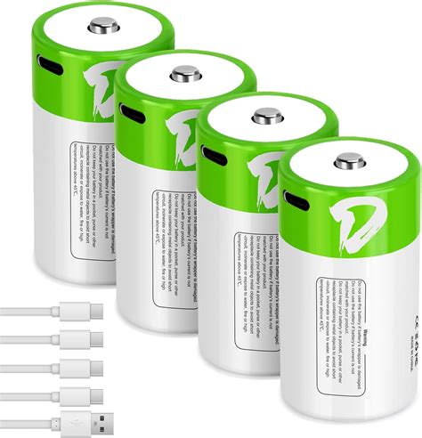 Amazon.com: seyyen Lithium Rechargeable D Batteries 4 Pack,7500mWh High ...