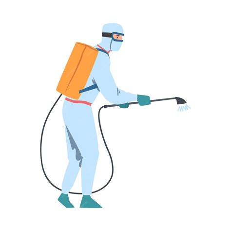 Premium Vector | Coronavirus Prevention Concept Disinfectant Worker in ...