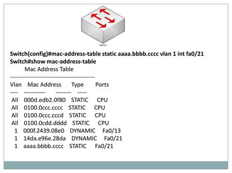 Image result for Mac Address Table Example