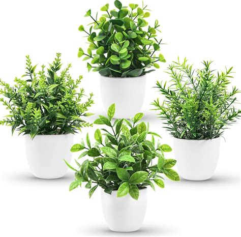 Der Rose 4 Pack Small Fake Plants Artificial Faux Plants Indoor for ...