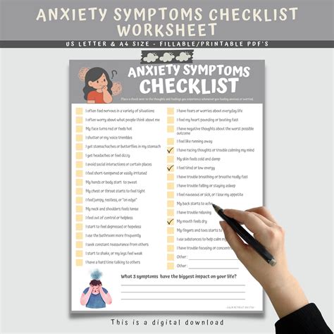 Anxiety Symptoms Checklist Worksheet for Kids & Teens, Adolescent Worry ...