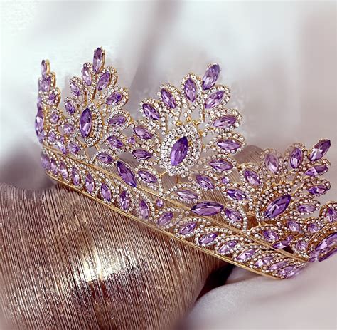 Baroque Violet Purple Tiara With Gold Victorian Purple Gold - Etsy