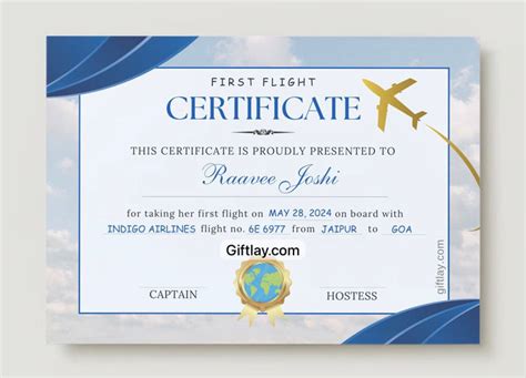 First Flight Certificate – Giftlay India