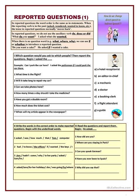 Image result for Reported Questions Rules