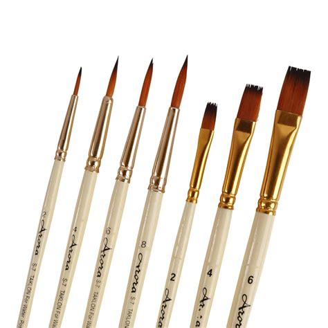 Arora Round & Flat Mix Painting Brush Set of 7 Pieces for Watercolor ...