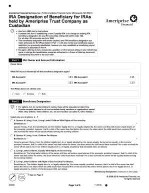 Ameriprise Financial Ira Designation Of Beneficiary For Iras Held By ...