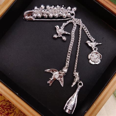 Classic German Silver Plated Saree Pin – Abdesignsjewellery