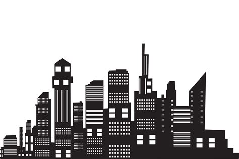 set of City silhouette in flat style. Modern urban landscape. Vector ...