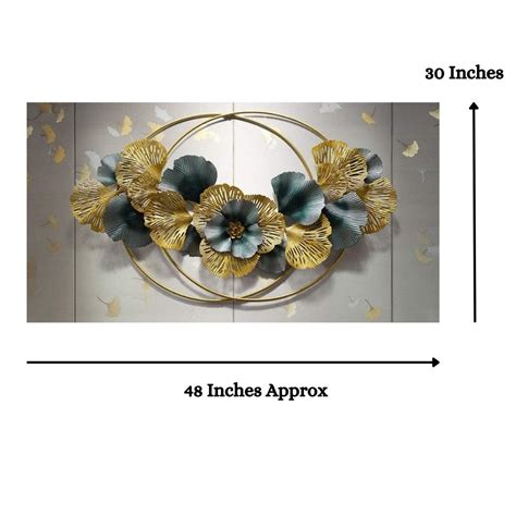 Blooming Flowers Metallic 2 Ring Wall Accent (48 x 30 Inches) - Punam ...