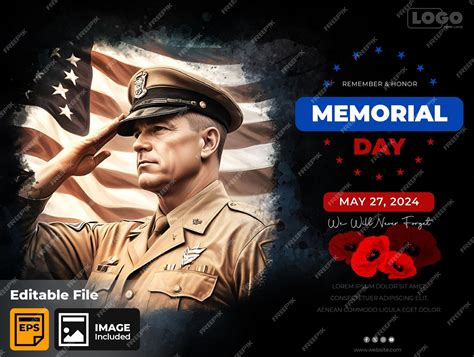 Premium Vector | Memorial Day template for social media post editable