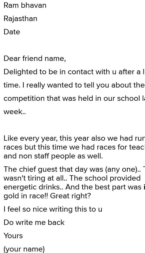 write an informal letter to your friend giving him your suggestion and ...
