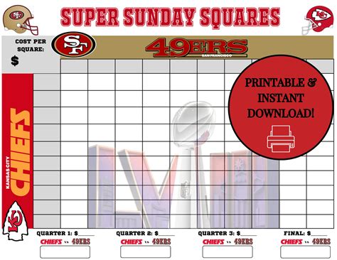 Pdf Printable Super Bowl Squares