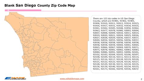California San Diego Zip Code Map - Editable PowerPoint Maps