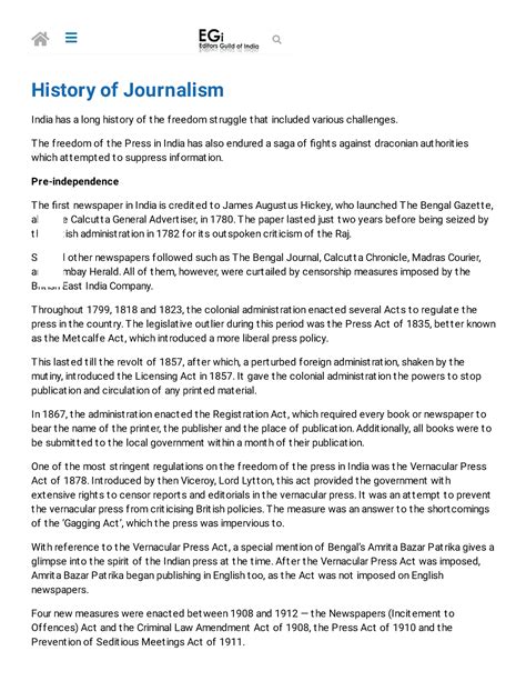 History of Journalism - History of Journalism India has a long hist ory ...